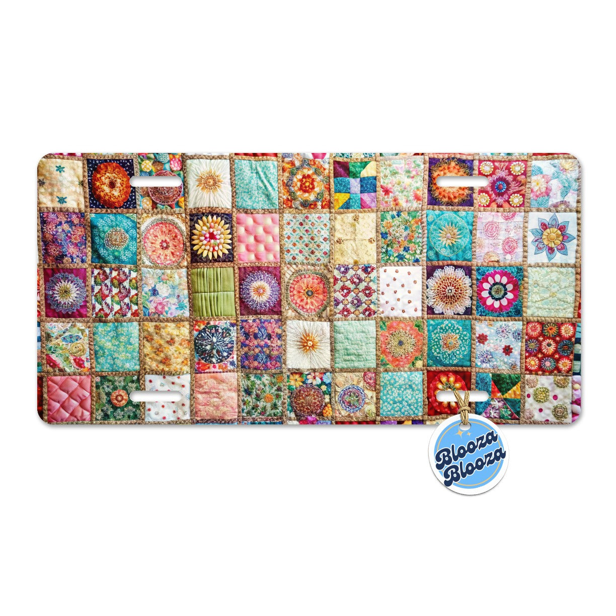 Patchwork Quilt Bohemian Metal Vanity Novelty Tag License Plate for Trucks Cars SUVs