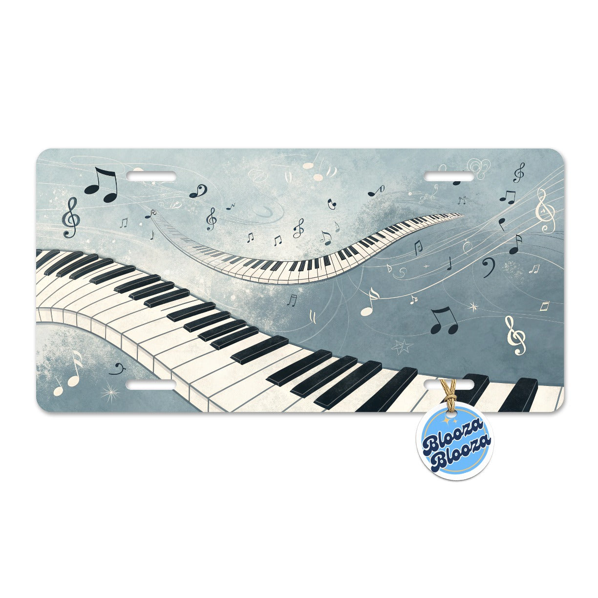 Piano Music Flowing Keys Metal Vanity Novelty Tag License Plate for Trucks Cars SUVs