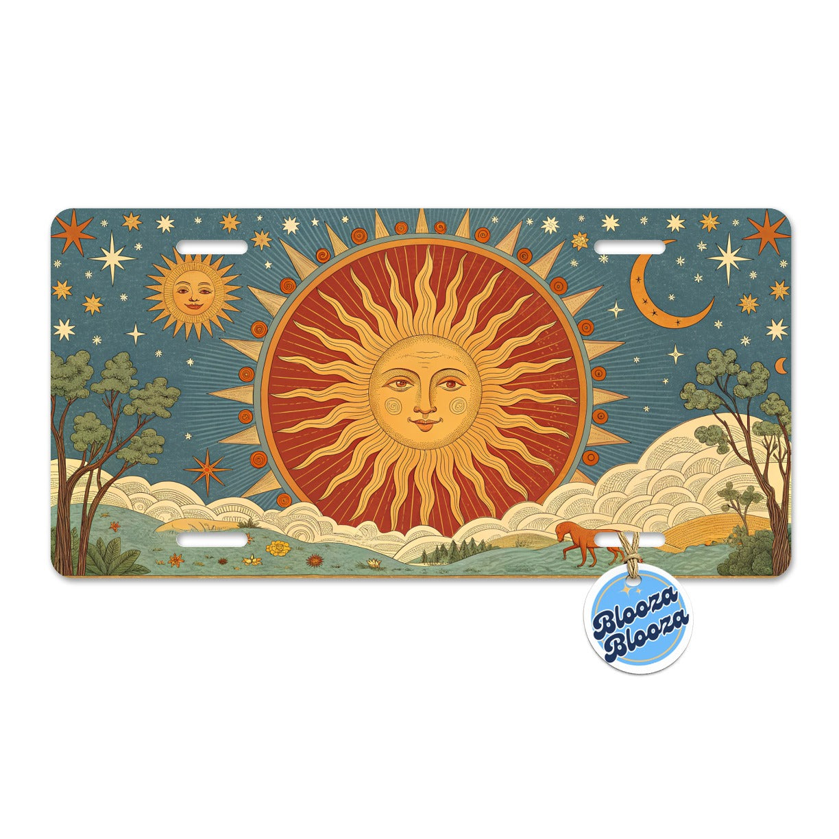 Radiant Sun Tarot Design Metal Vanity Novelty Tag License Plate for Trucks Cars SUVs