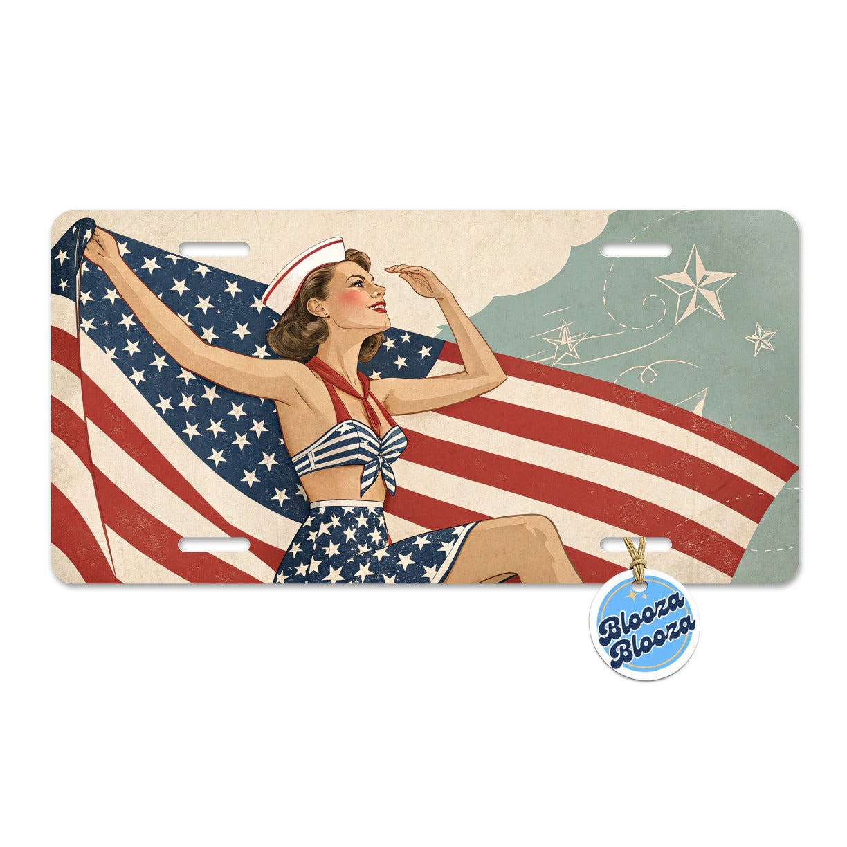 Retro Summer Sailor Pinup USA America Metal Vanity Novelty Tag License Plate for Trucks Cars SUVs