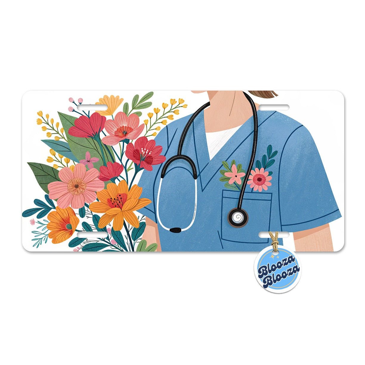 RN LVN Floral Nurse Metal Vanity Novelty Tag License Plate for Trucks Cars SUVs