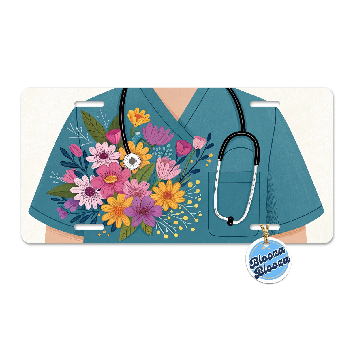 RN LVN Nurse Flowers Metal Vanity Novelty Tag License Plate for Trucks Cars SUVs