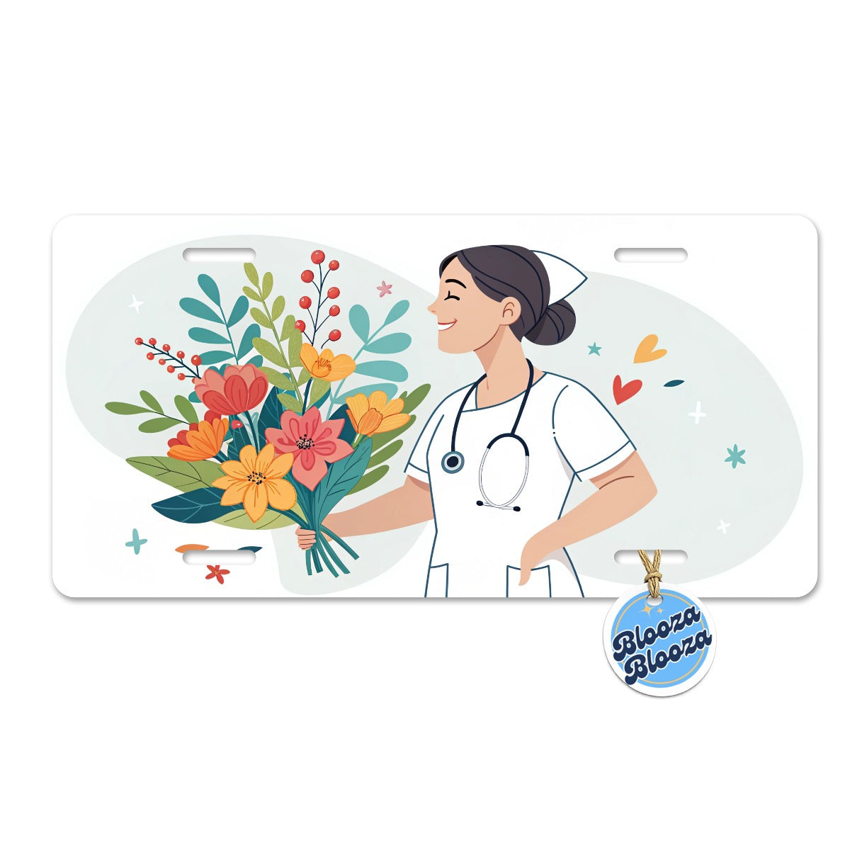 RN LVN Nurse Nursing Flowers Metal Vanity Novelty Tag License Plate for Trucks Cars SUVs