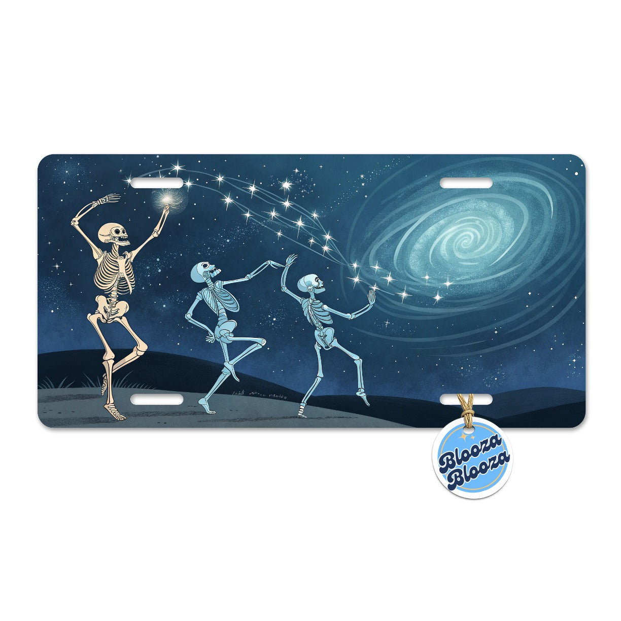 Skeleton Moon Dance Halloween Metal Vanity Novelty Tag License Plate for Trucks Cars SUVs