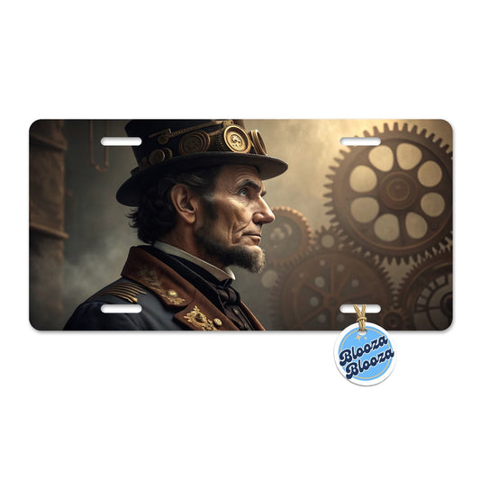 Steampunk Abraham Lincoln Portrait Metal Vanity Novelty Tag License Plate for Trucks Cars SUVs