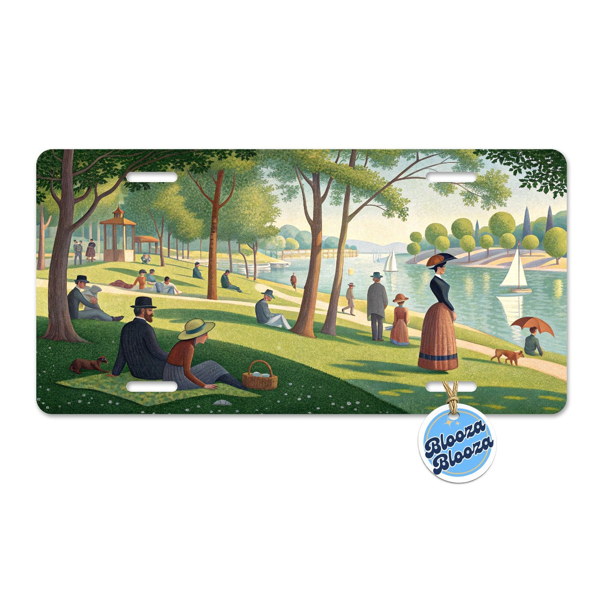 Sunday in the Park Seurat Inspired Metal Vanity Novelty Tag License Plate for Trucks Cars SUVs
