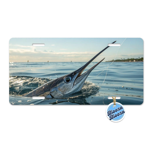 Swordfish Surface Fishing Metal Vanity Novelty Tag License Plate for Trucks Cars SUVs
