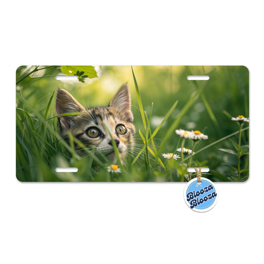 Tabby Cat In Nature Metal Vanity Novelty Tag License Plate for Trucks Cars SUVs
