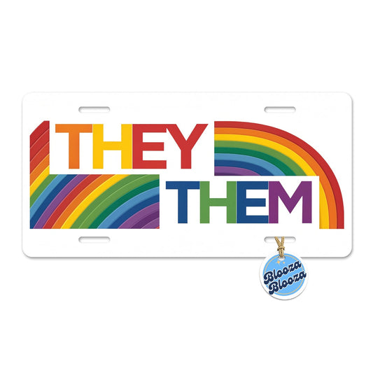 They Them Rainbow Pride Metal Vanity Novelty Tag License Plate for Trucks Cars SUVs