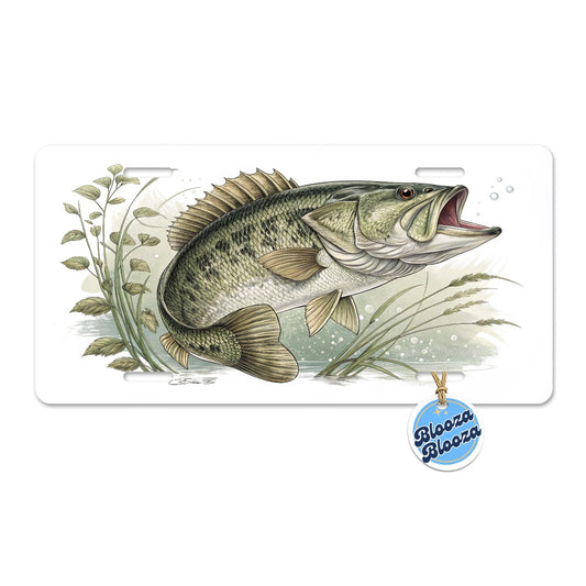 Trophy Largemouth Bass Fishing Metal Vanity Novelty Tag License Plate for Trucks Cars SUVs