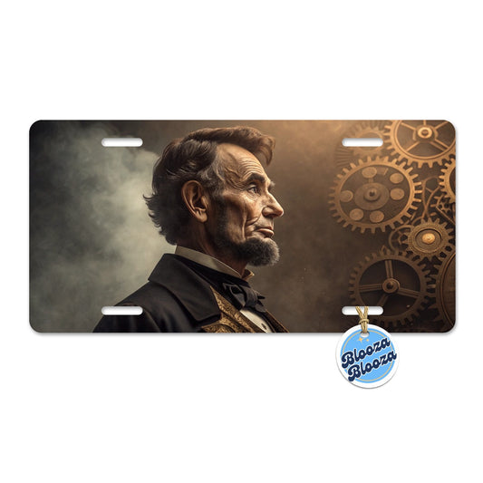 Victorian Steampunk Lincoln Portrait Metal Vanity Novelty Tag License Plate for Trucks Cars SUVs