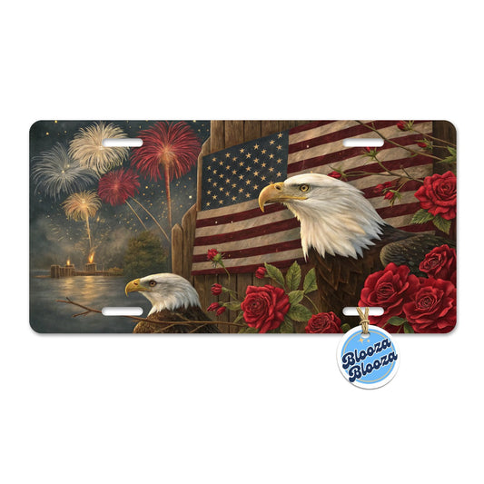 Vintage Americana Eagle Collage Patriotic Metal Vanity Novelty Tag License Plate for Trucks Cars SUVs