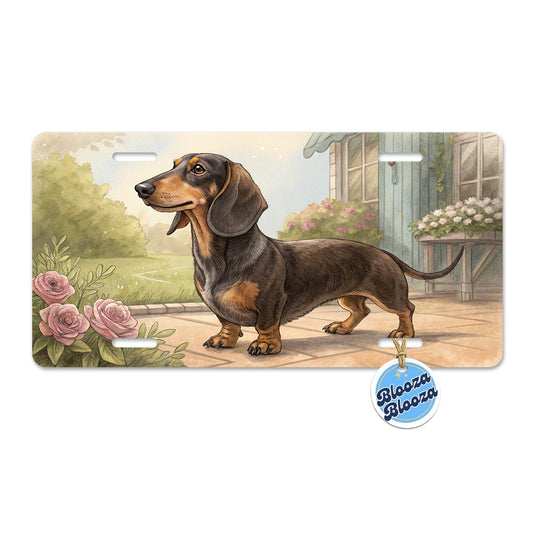 Vintage Dachshund Dog Portrait Metal Vanity Novelty Tag License Plate for Trucks Cars SUVs