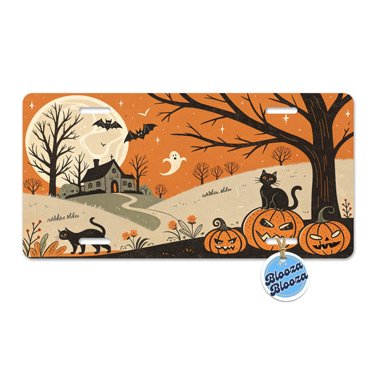 Vintage Halloween Black Cats Metal Vanity Novelty Tag License Plate for Trucks Cars SUVs
