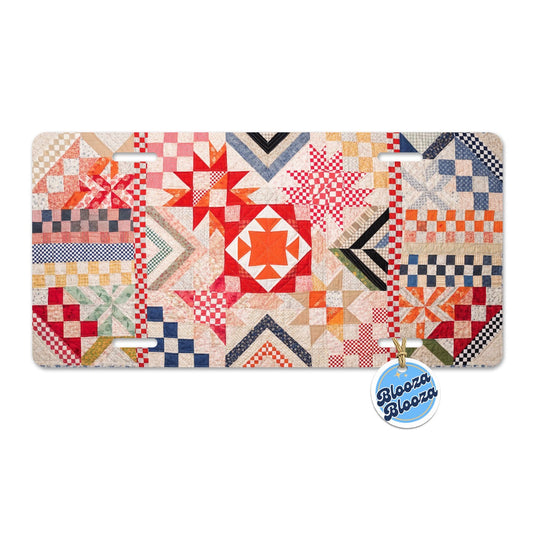 Vintage Patchwork Quilt Metal Vanity Novelty Tag License Plate for Trucks Cars SUVs