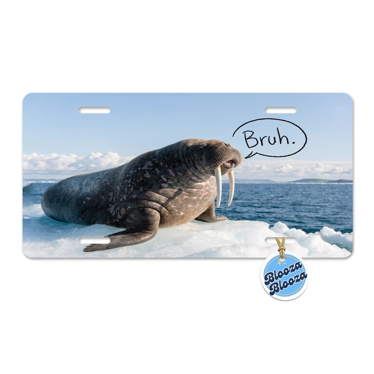 Walrus Saying Bruh Funny Metal Vanity Novelty Tag License Plate for Trucks Cars SUVs
