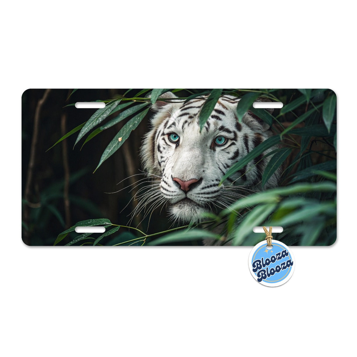 White Tiger Jungle Watch Metal Vanity Novelty Tag License Plate for Trucks Cars SUVs