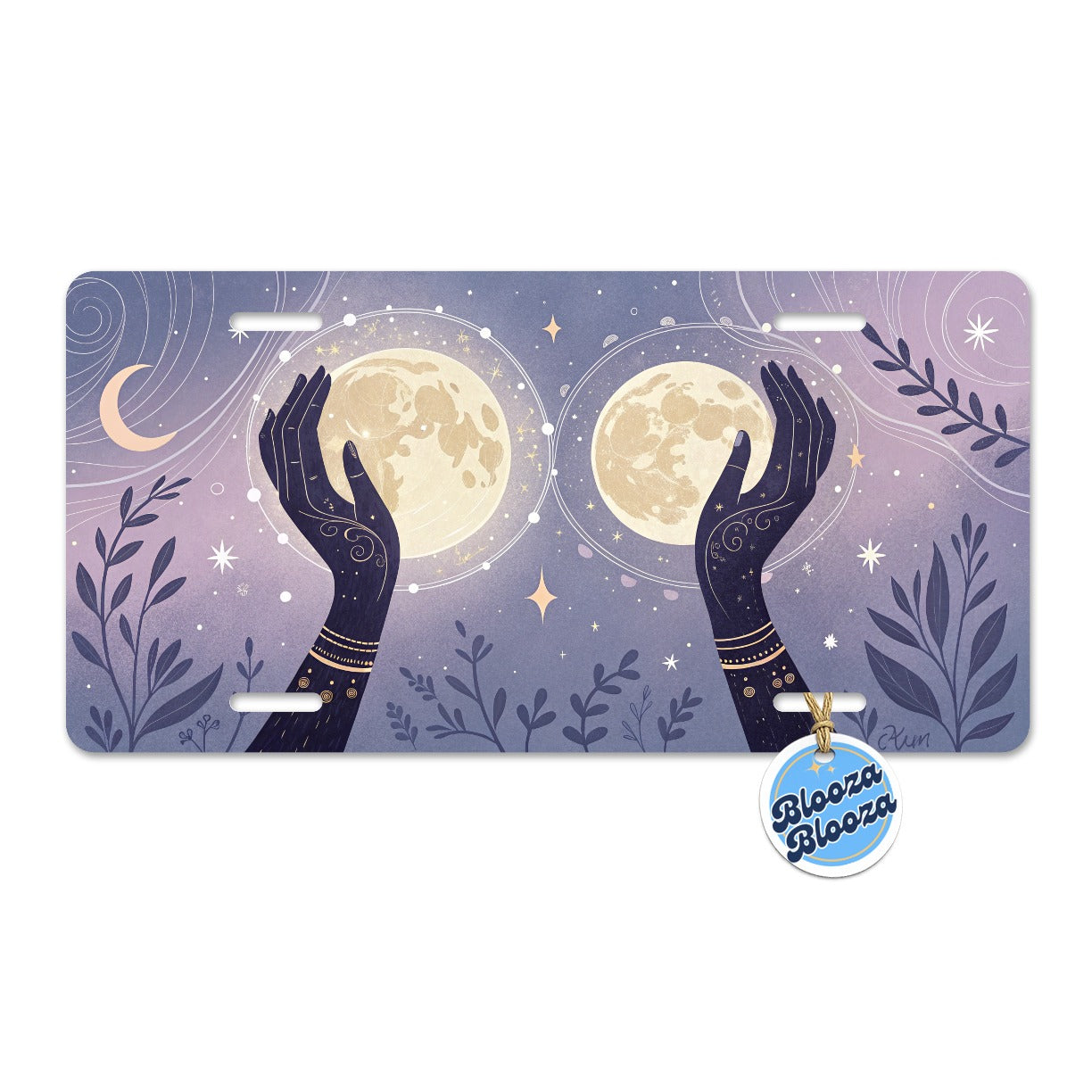 Witchy Celestial Moon Hands Metal Vanity Novelty Tag License Plate for Trucks Cars SUVs