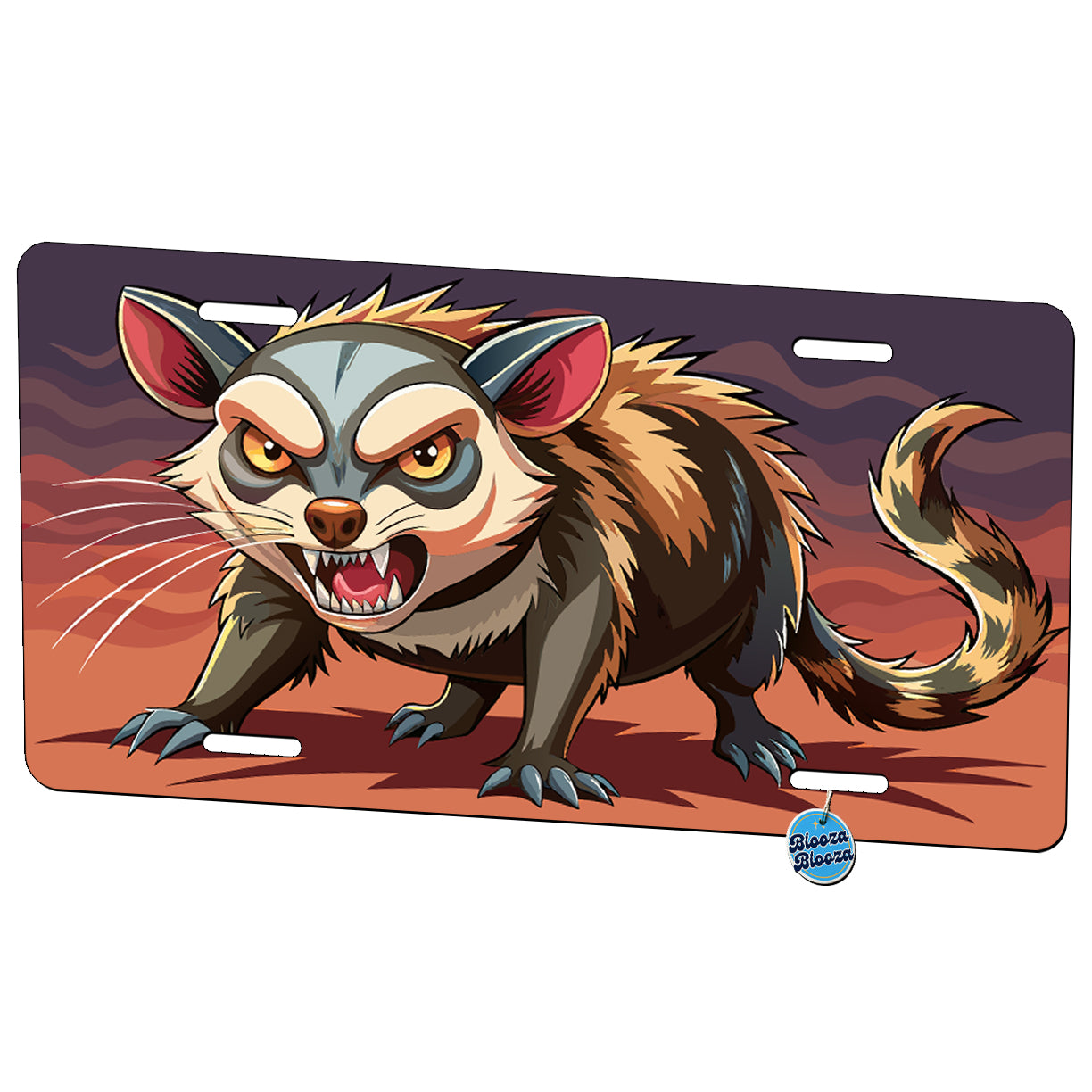 Angry Opossum Metal Vanity Novelty Tag License Plate for Trucks Cars SUVs