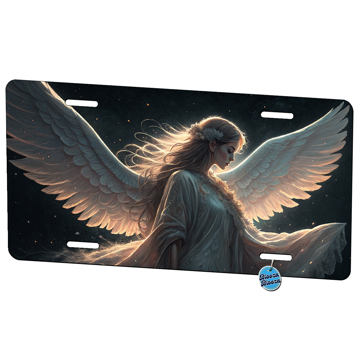 Beautiful Angel On Dark Background Metal Vanity Novelty Tag License Plate for Trucks Cars SUVs