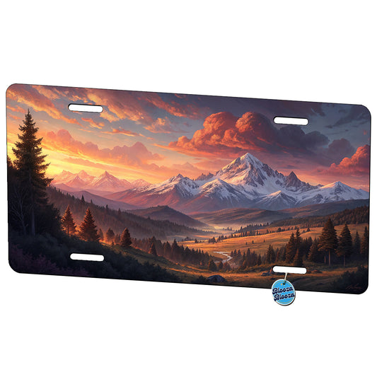 Beautiful Sunset In Mountains Metal Vanity Novelty Tag License Plate for Trucks Cars SUVs
