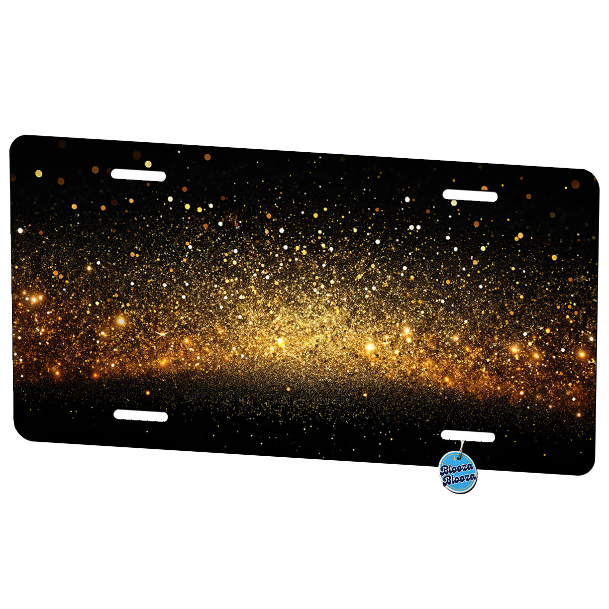 Black Gold Glitter Background Metal Vanity Novelty Tag License Plate for Trucks Cars SUVs