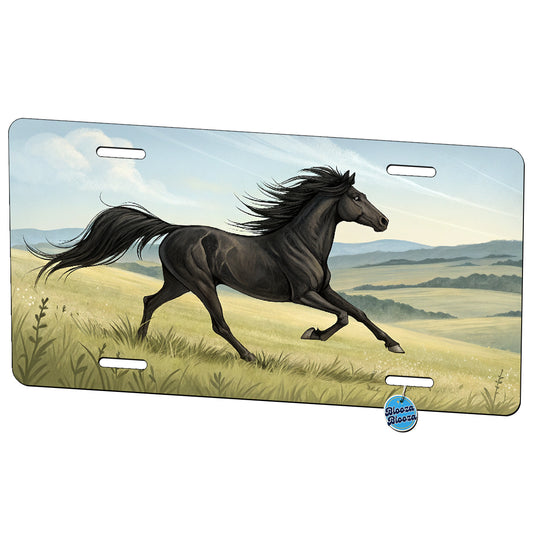 Black Horse Running Metal Vanity Novelty Tag License Plate for Trucks Cars SUVs