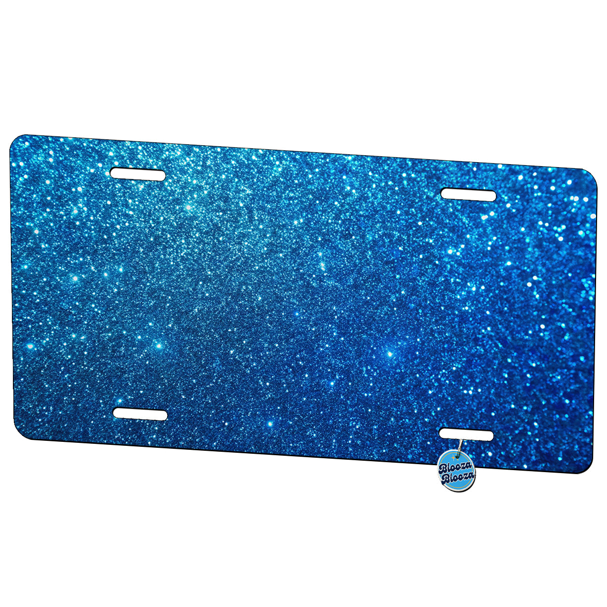 Blue Glitter Background Metal Vanity Novelty Tag License Plate for Trucks Cars SUVs