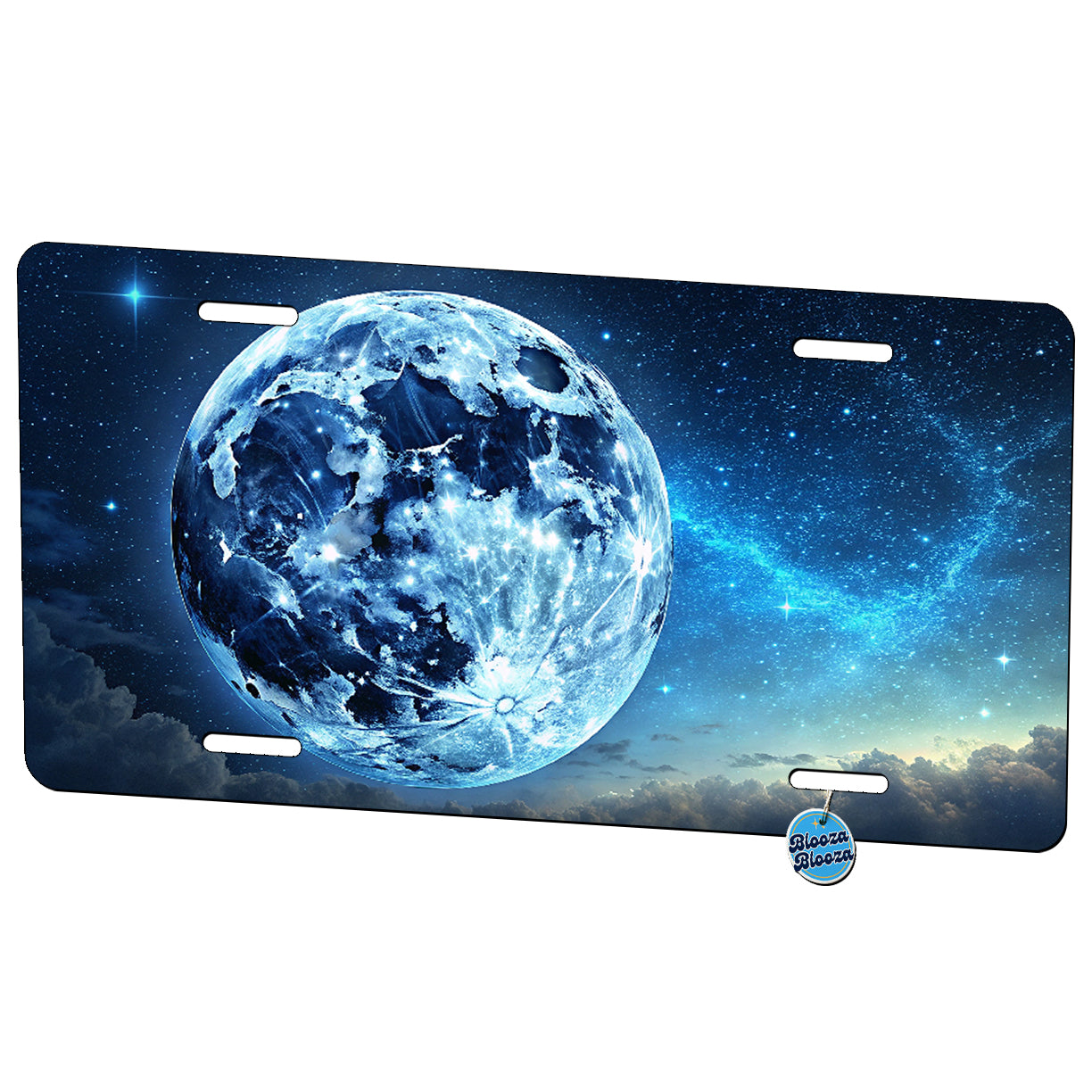 Blue Moon Beautiful Night Sky Metal Vanity Novelty Tag License Plate for Trucks Cars SUVs