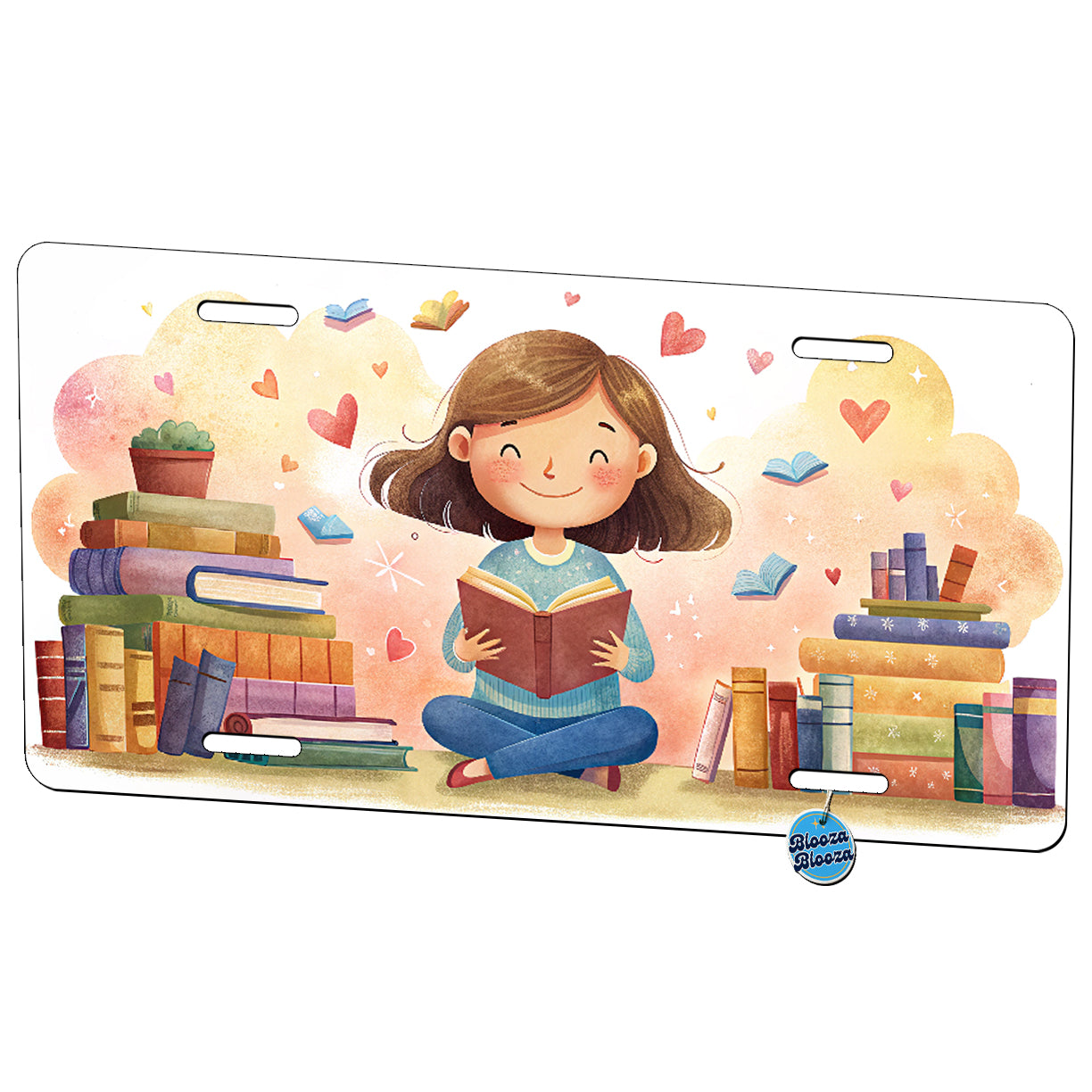 Book Lover Girl Reading Metal Vanity Novelty Tag License Plate for Trucks Cars SUVs