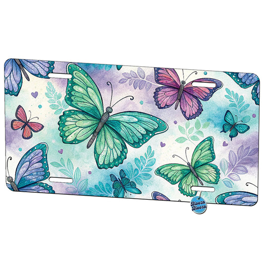 Butterflies Butterfly Green Purple Metal Vanity Novelty Tag License Plate for Trucks Cars SUVs