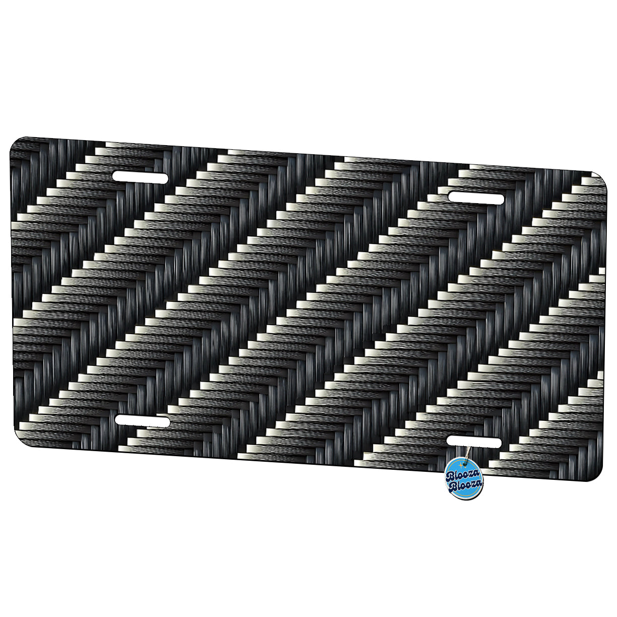 Carbon Fiber Faux Pattern Metal Vanity Novelty Tag License Plate for Trucks Cars SUVs