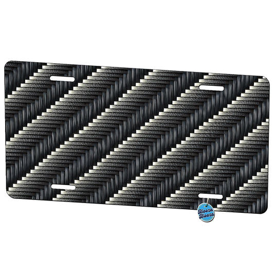 Carbon Fiber Faux Pattern Metal Vanity Novelty Tag License Plate for Trucks Cars SUVs