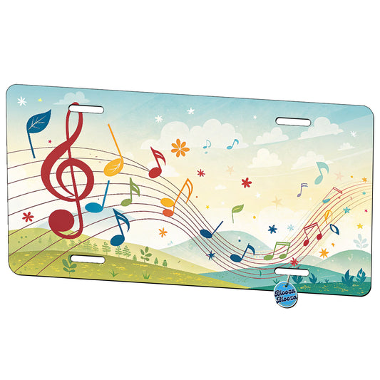 Colorful Music Notes Rolling Hills Metal Vanity Novelty Tag License Plate for Trucks Cars SUVs