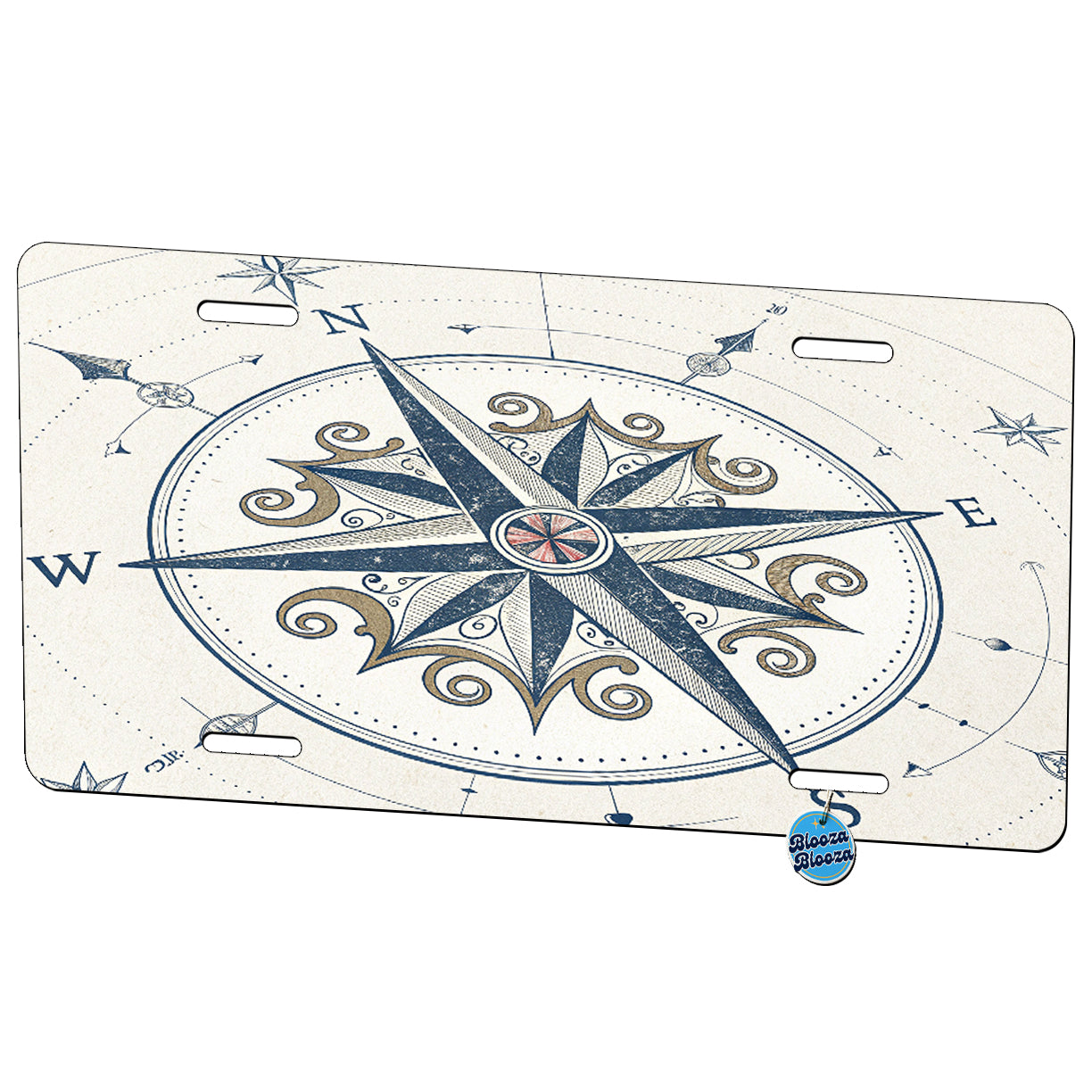 Compass Rose Travel Artistic Metal Vanity Novelty Tag License Plate for Trucks Cars SUVs