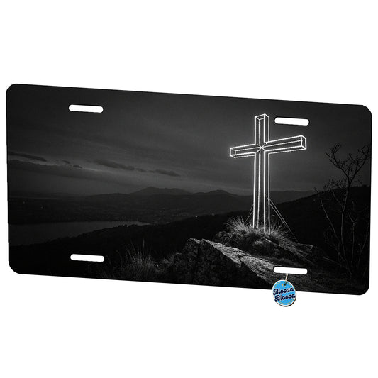 Cross Glowing Christian Jesus Inspirational Metal Vanity Novelty Tag License Plate for Trucks Cars SUVs