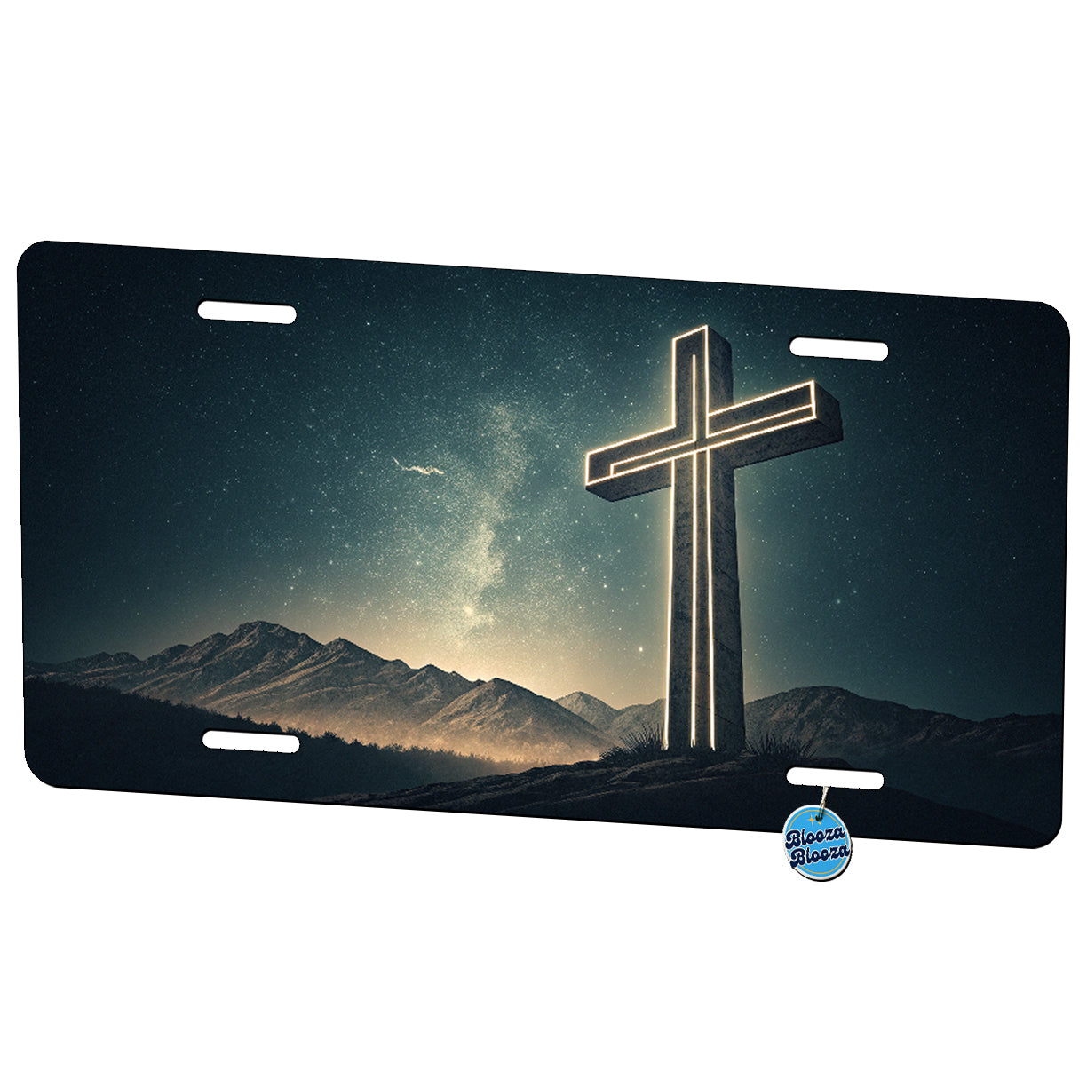 Cross in Mountains Christian Jesus Inspirational Metal Vanity Novelty Tag License Plate for Trucks Cars SUVs