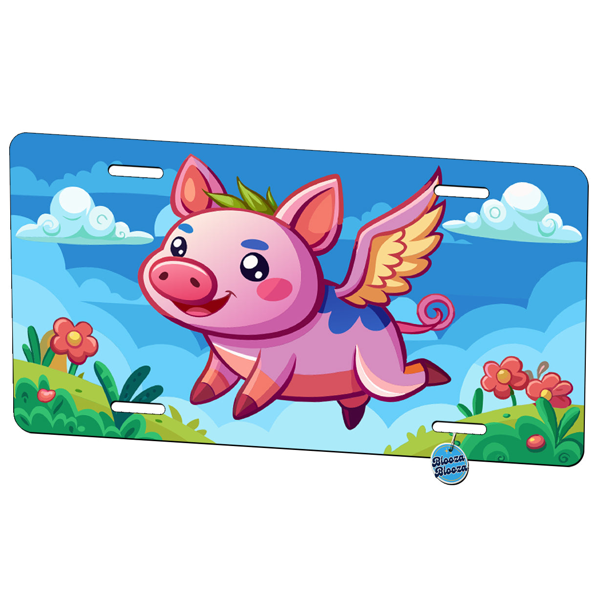 Cute Flying Pig Metal Vanity Novelty Tag License Plate for Trucks Cars SUVs