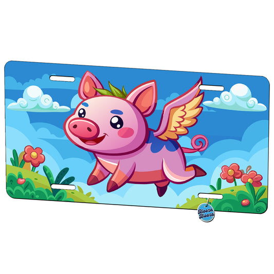 Cute Flying Pig Metal Vanity Novelty Tag License Plate for Trucks Cars SUVs