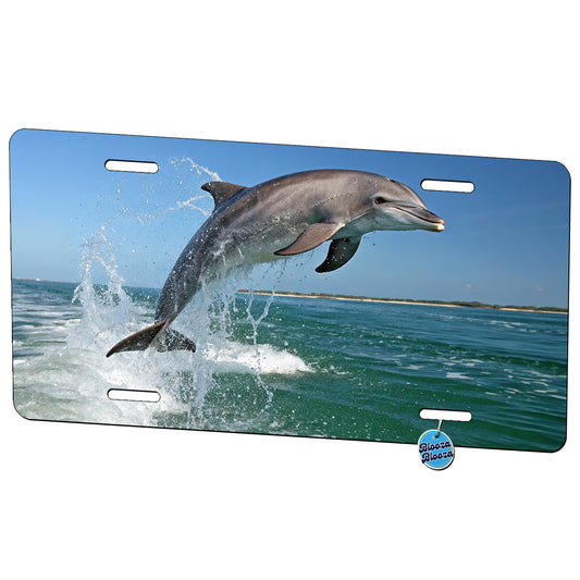 Dolphin Jumping Out Of Ocean Metal Vanity Novelty Tag License Plate for Trucks Cars SUVs