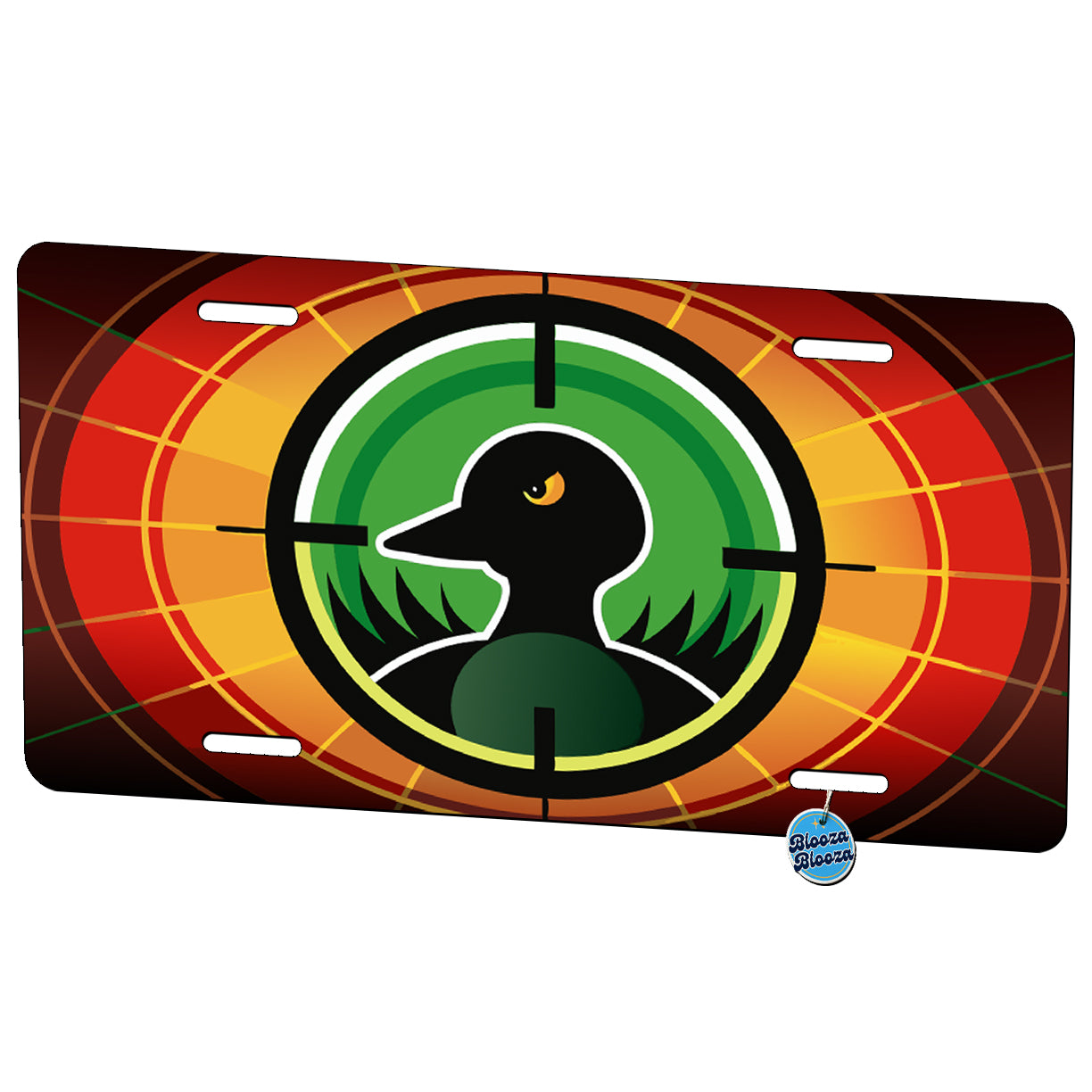 Duck Silhouette In Crosshairs Hunting Hunter Metal Vanity Novelty Tag License Plate for Trucks Cars SUVs