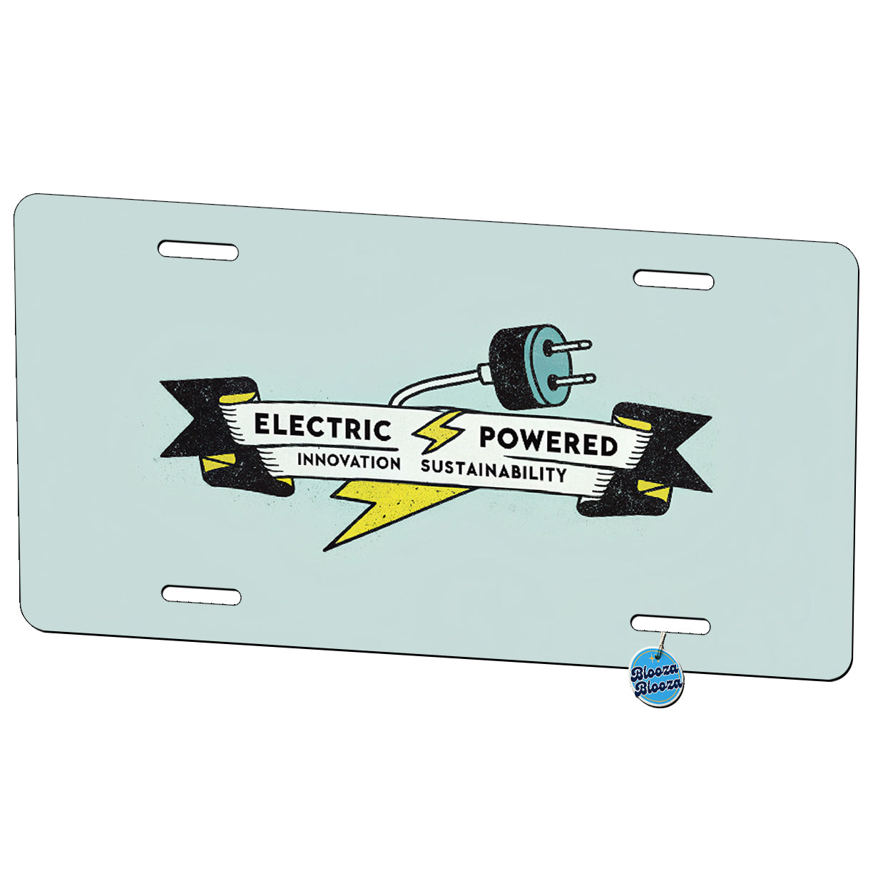 Electric Powered Electricity Metal Vanity Novelty Tag License Plate for Trucks Cars SUVs