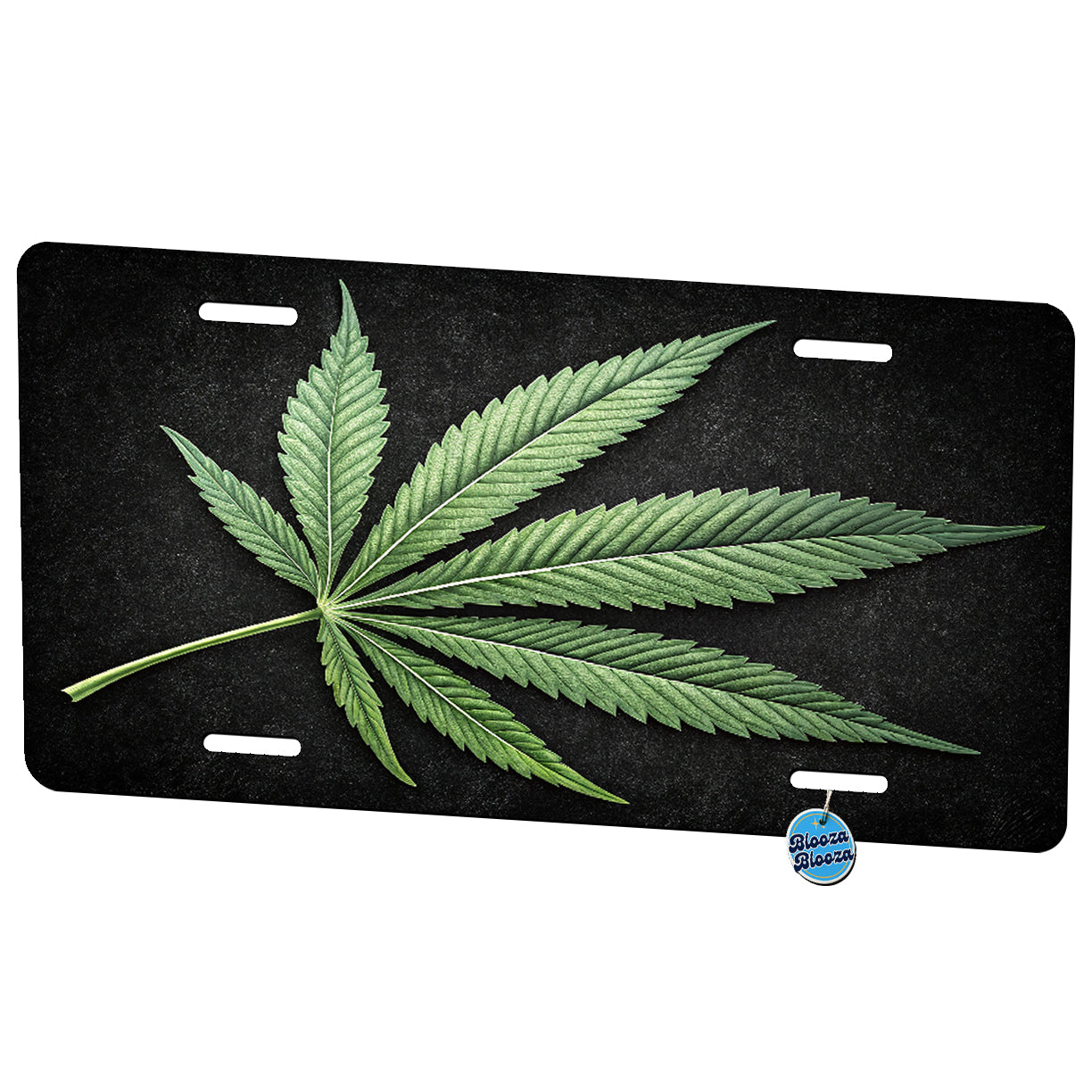 Flat Marijuana Leaf Dark Background Metal Vanity Novelty Tag License Plate for Trucks Cars SUVs