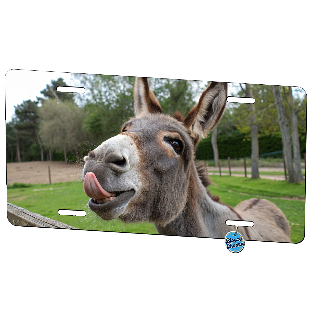 Funny Donkey Licking Lips Metal Vanity Novelty Tag License Plate for Trucks Cars SUVs