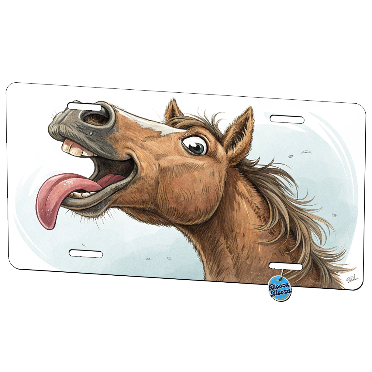 Funny Horse Tongue Out Metal Vanity Novelty Tag License Plate for Trucks Cars SUVs