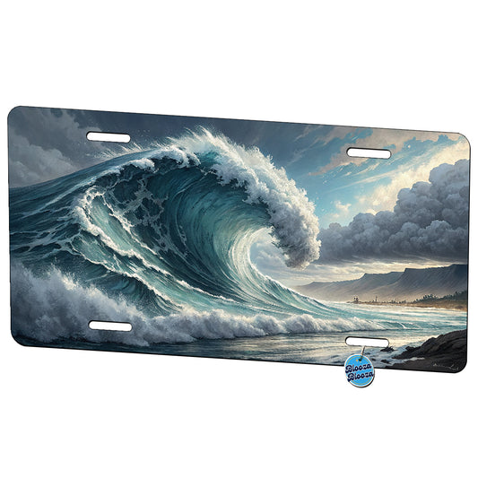 Giant Ocean Wave Tsunami Metal Vanity Novelty Tag License Plate for Trucks Cars SUVs