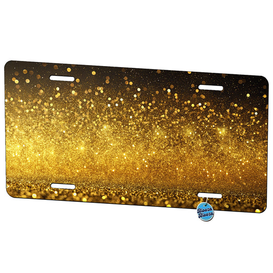 Gold Glitter Faux Background Metal Vanity Novelty Tag License Plate for Trucks Cars SUVs