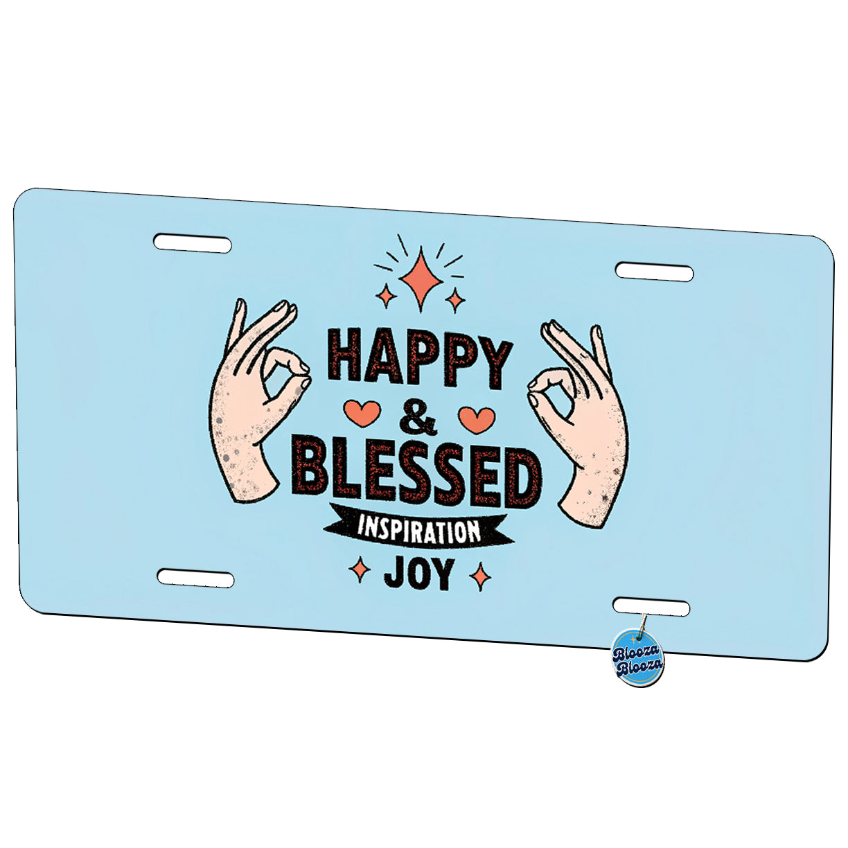 Happy & Blessed Inspiration Joy Metal Vanity Novelty Tag License Plate for Trucks Cars SUVs