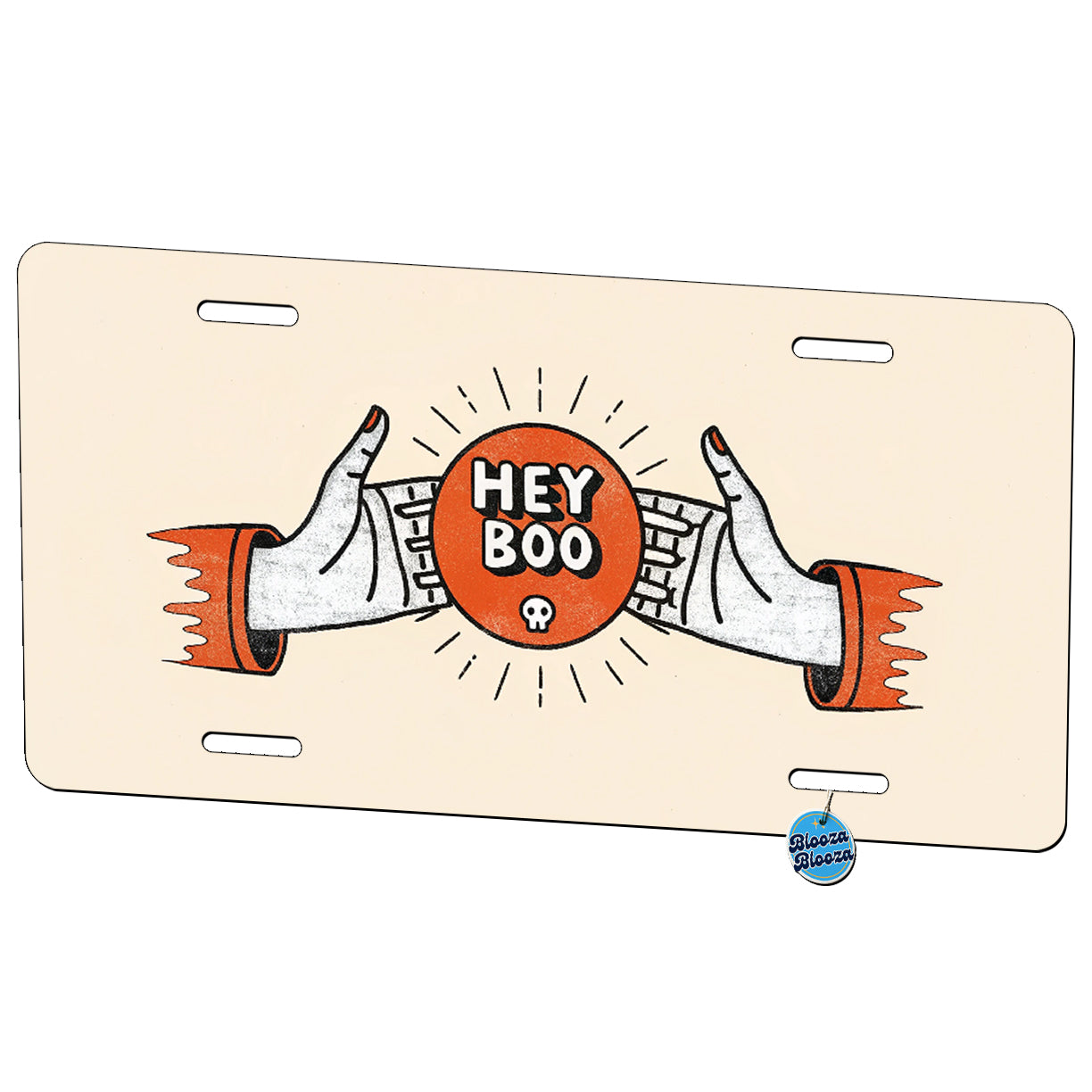 Hey Boo Funny Metal Vanity Novelty Tag License Plate for Trucks Cars SUVs