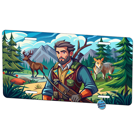 Hunter Hunting Deer Metal Vanity Novelty Tag License Plate for Trucks Cars SUVs